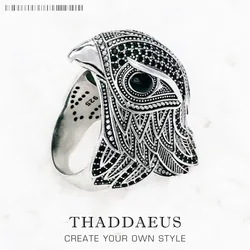 Elegant Falcon Cocktail Ring in Solid 925 Sterling Silver,Trendy Gift for Women & Men Europe Eagle Free Shipping Fine Jewelry