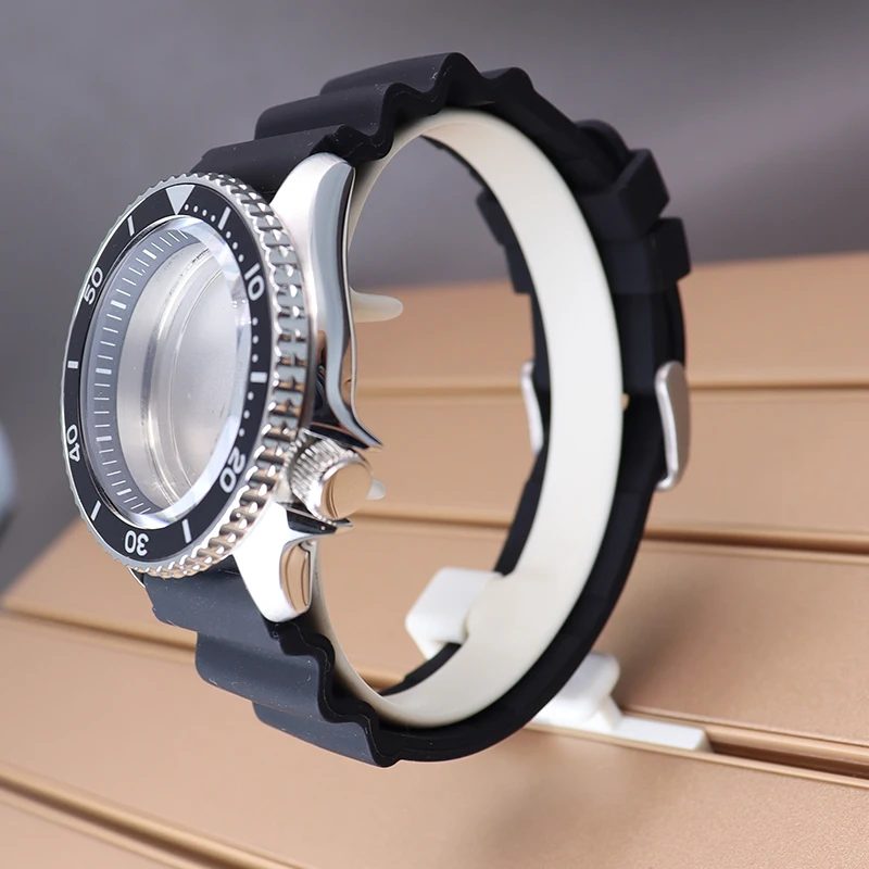 Caja de reloj para hombre de 42,5mm, correa de goma, cristal de zafiro para Mod Skx007 Seiko NH35 NH36/38, movimiento automático, esfera de 28,5mm, 20ATM
