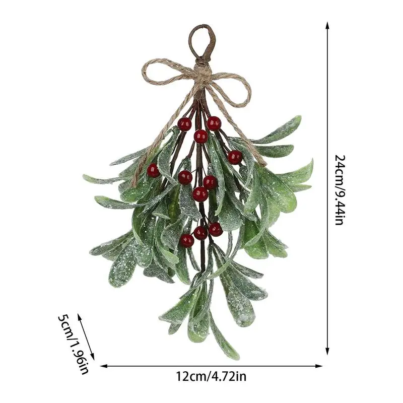 24cm Christmas Mistletoe Decoration With White Berries Artificial Mistletoe Floral Stems Mistletoe Hanging Ornament For Home