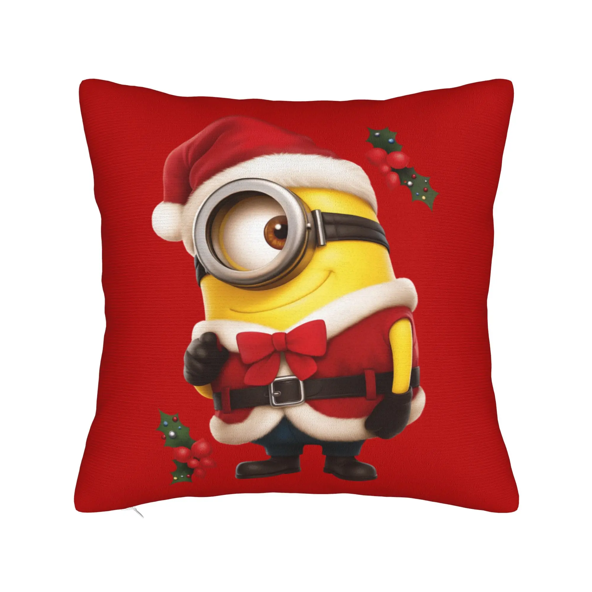 Cartoon M-Minions Christmas Pillowcase Printing Polyester Cushion Cover Decorations  Pillow Case Cover Home Wholesale 18''