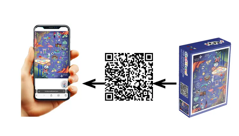 Quebra-cabeça com mapa de código QR para crianças e adultos, explorar, Las Vegas, diversão e cidade educacional, educacional, 100 pcs, Cre8Travel