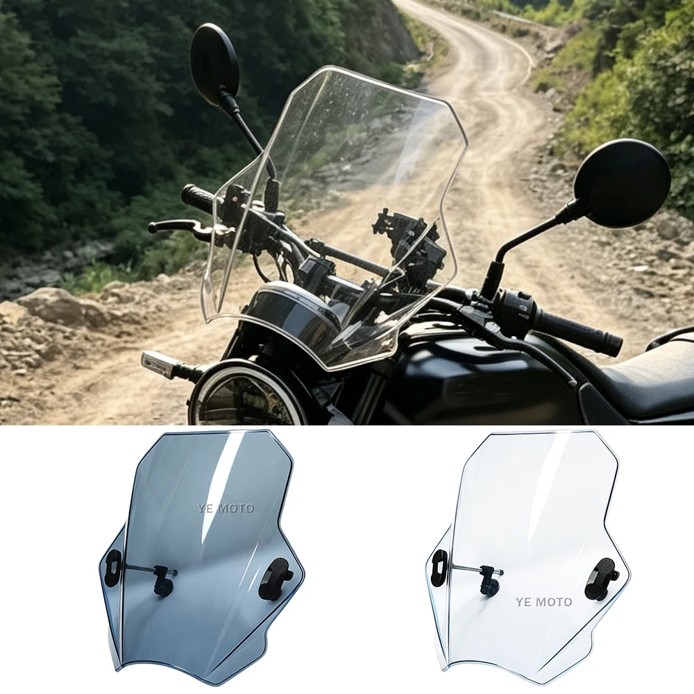 Passend für HUSQVARNA SVARTPILEN 401 2018-2025 Motorrad Universell Einstellbare Windschutzscheibe Lenkerrohrdurchmesser 22.25.28 MM