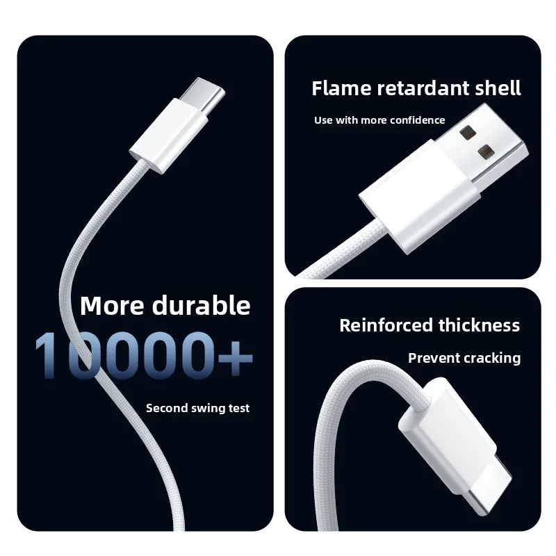 USB-C 35W Braided Fast Charging Data Cable Is Suitable for Apple 15 Car Carplay Screen Projection Mobile Phone Cable