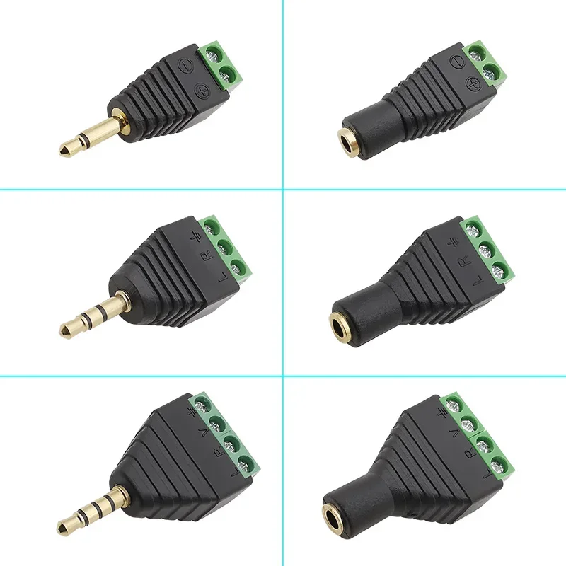 3.5mm 2/3/4 Pole Male Plug / Female Socket To Screw Terminal Connector Mono/Stereo 3.5 mm 1/8 Inch Headphone Audio Jack Adapter