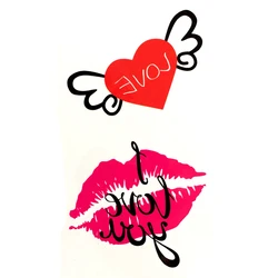 Flying love heart Waterproof Temporary Tattoo sticker flash tatoo Kiss i love you Arm Tattoo sleeve men tattoos designs