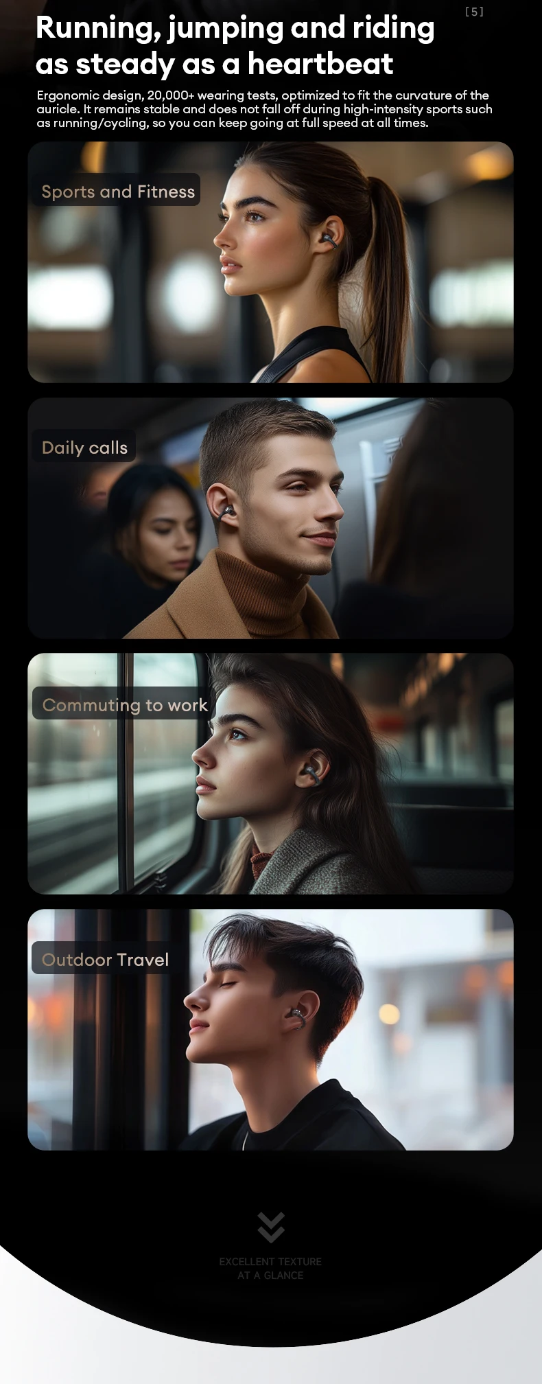 Choice Monster MQT65 OWS Bluetooth 6.0 Earphones Low Latency Earclip Bluetooth Headphones HD Call HiFi Music Game Sport Earbuds