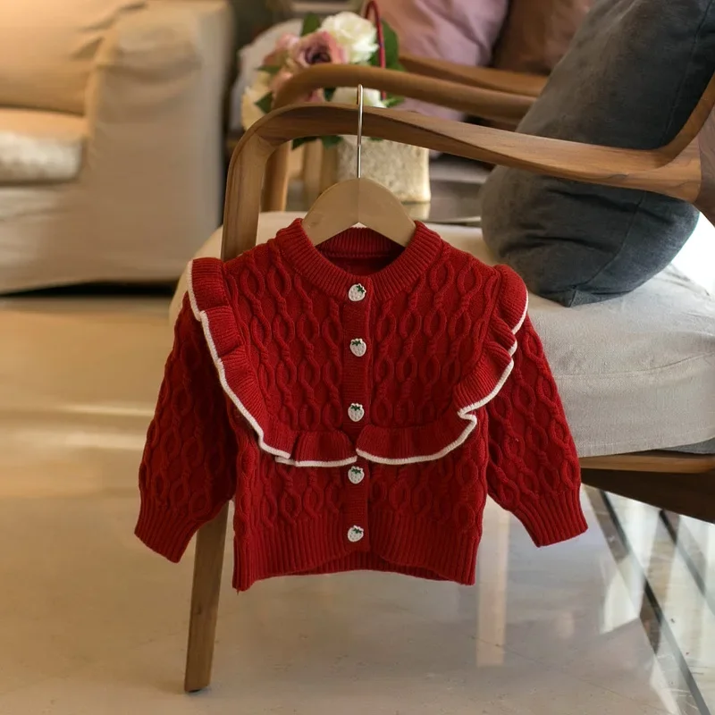 2023 High Quality Sweet Cardigans Cute Kids Sweaters Spring Autumn Girls Children Cotton Casual Fashion New