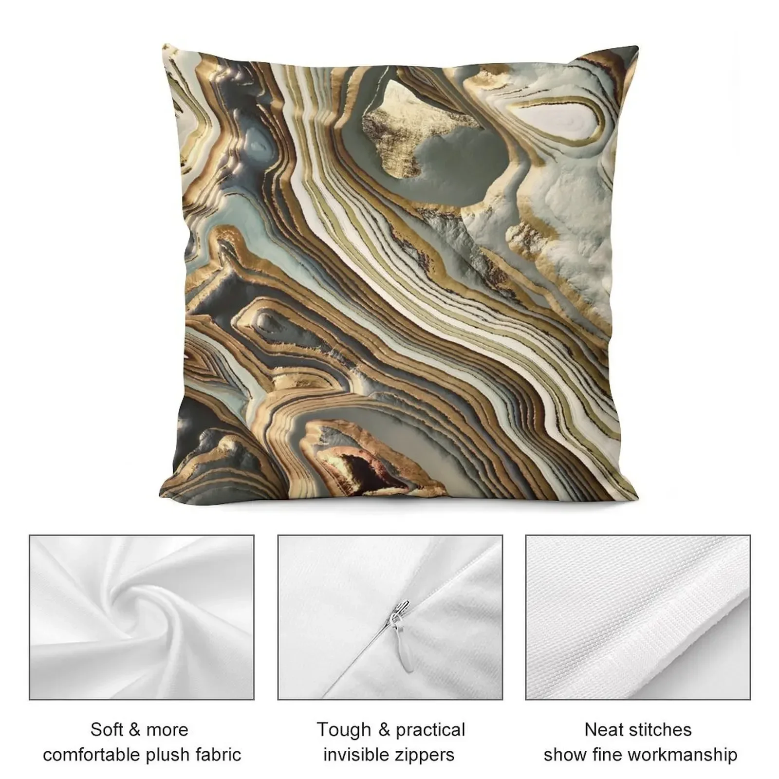 White Gold Agate Abstract Throw Pillow Sofa Cover christmas decorations for home 2025 Pillow Case pillow