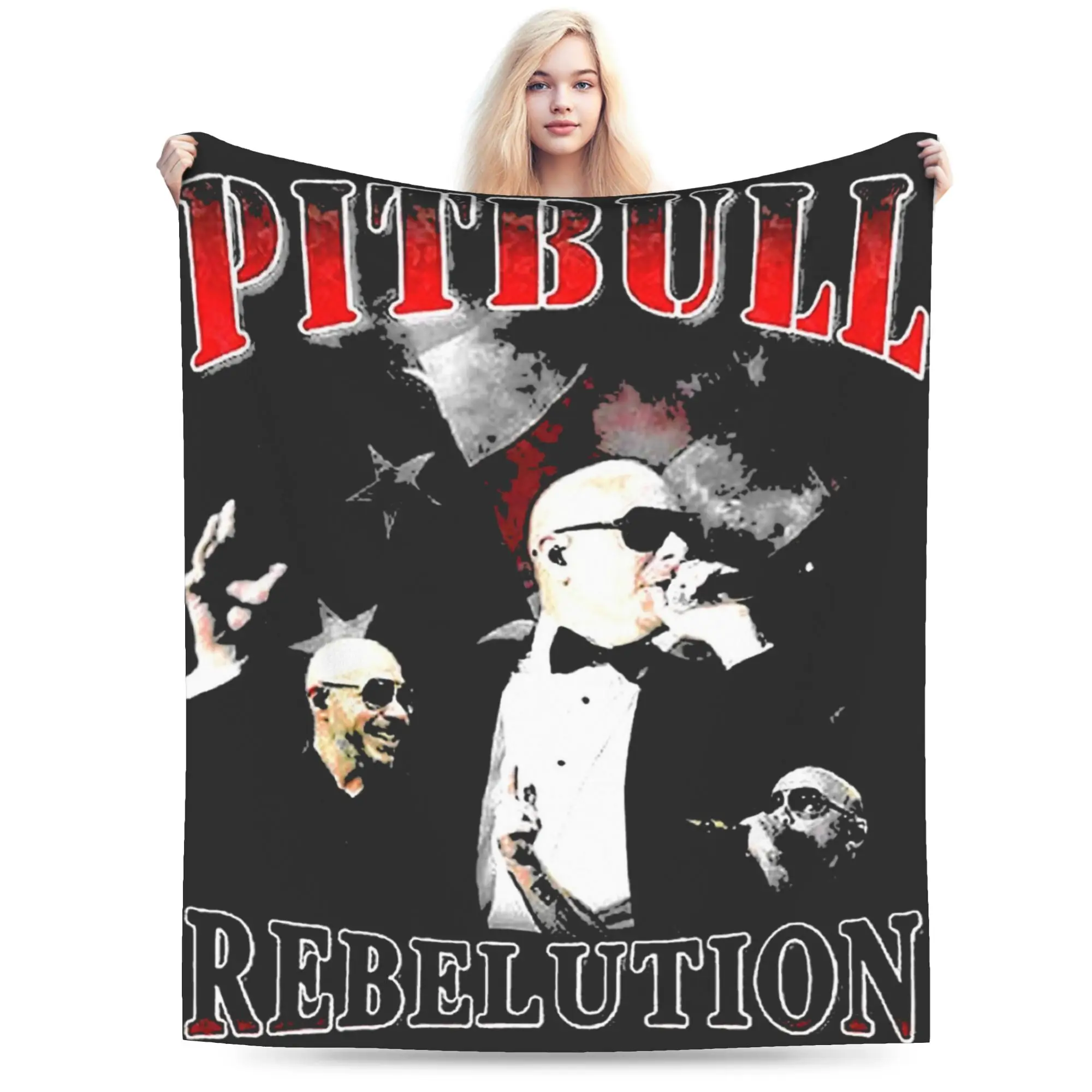 Pitbull Mr.Worldwide Flannel Blanket  Warm Soft Throw Blanket for Couch Chair Airplane Travel Print Bedspread Sofa Bed Cover