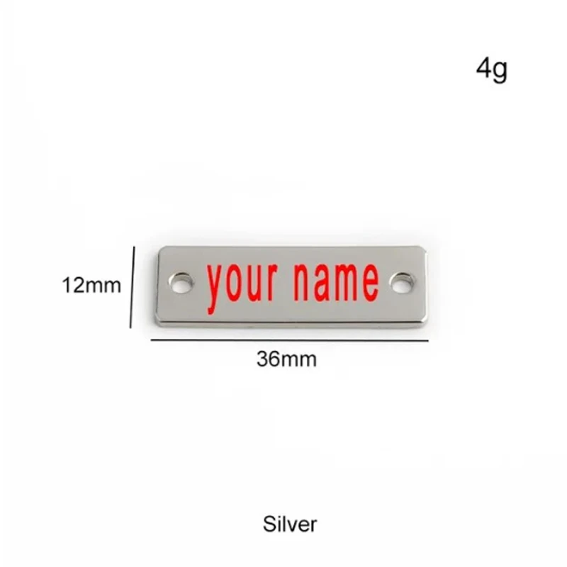 36x12MM Metal Customize Labels For Sewing Leather Hats Garment Luggage Purse Bags Laser Engraved YOUR Sign Logo DIY Craft Tags