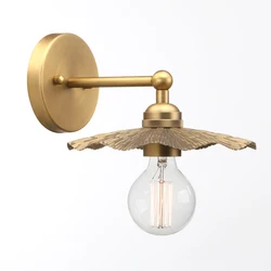 Phansthy Vintage Metal Wall Sconce Brass Finished, Flower Shape Split Design Wall Lamp Fixture,Living Room Hallway Bedside