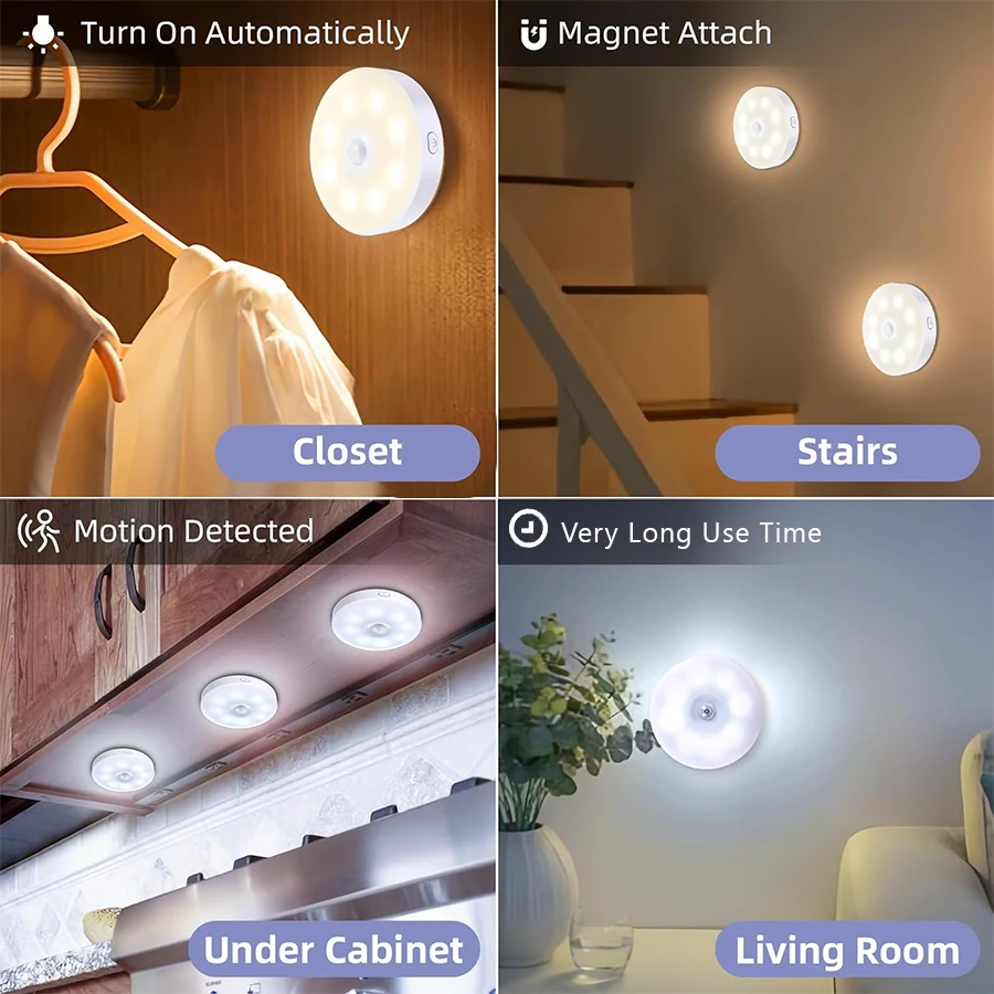 CY New Upgraded Frosted,Human Body Sensor Magnet Light,Three-Colour Infinitely Dimmable for Bedroom, Bathroom,Corridor,Kitchen