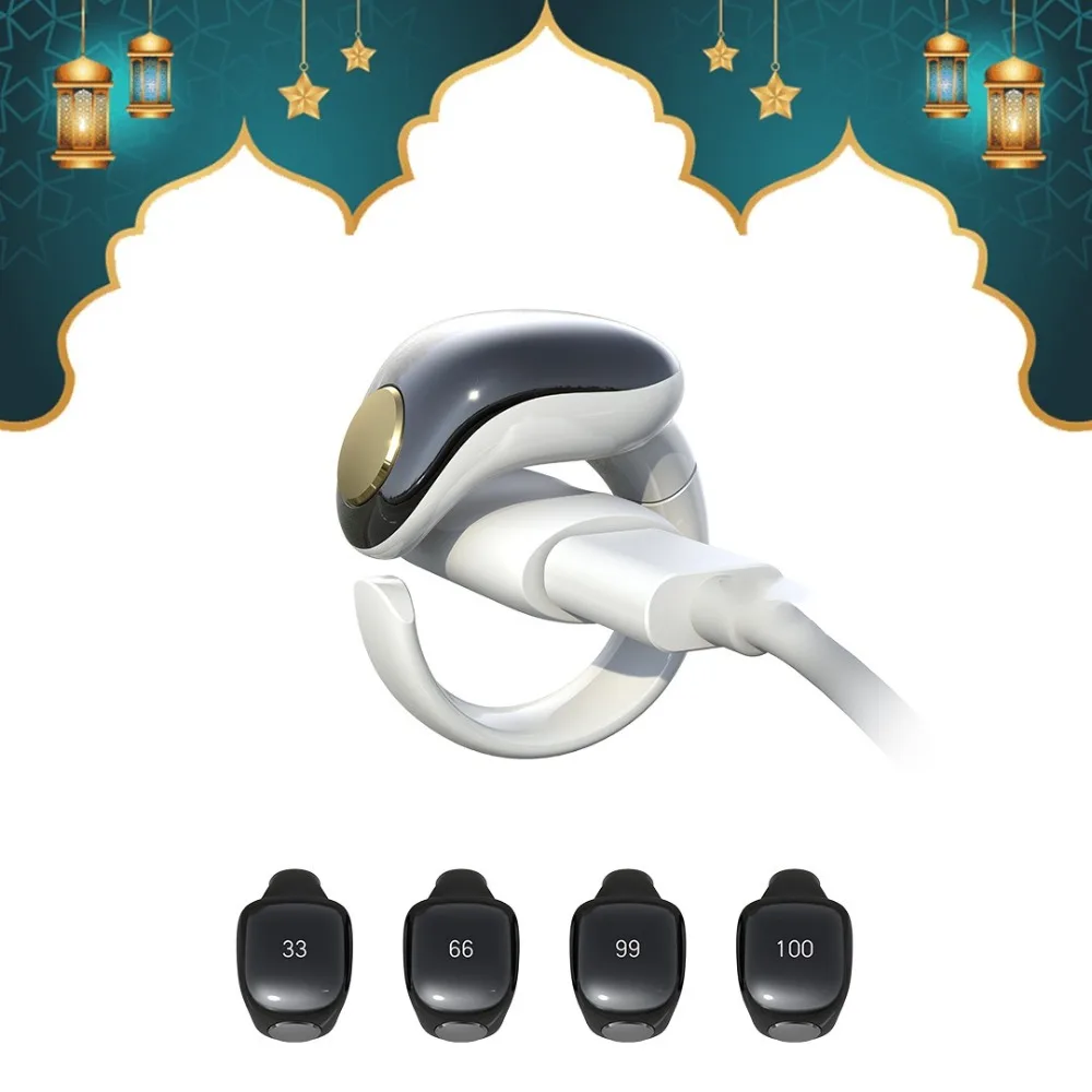 Hot Sale Adjustable Tasbih Counter Zikr Rings Waterproof APP Support Finger Counter 3 Size(18/20/22mm) Muslims Digital Counter