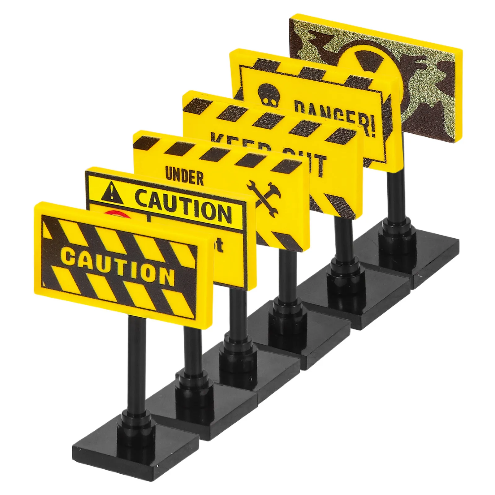 

6Pcs Mini Warning Sign Set Plastic Traffic Blocks Educational Road Safety Playset Kids Building Cones Lights Toy Traffic Cones