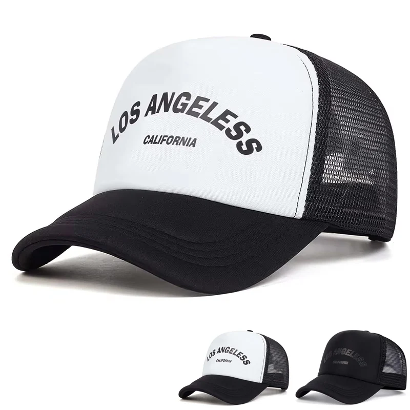 

Unisex LOS ANGELES Print Baseball Net Caps Spring Summer Outdoor Sunscreen Hat Adjustable Casual Trucker Hats