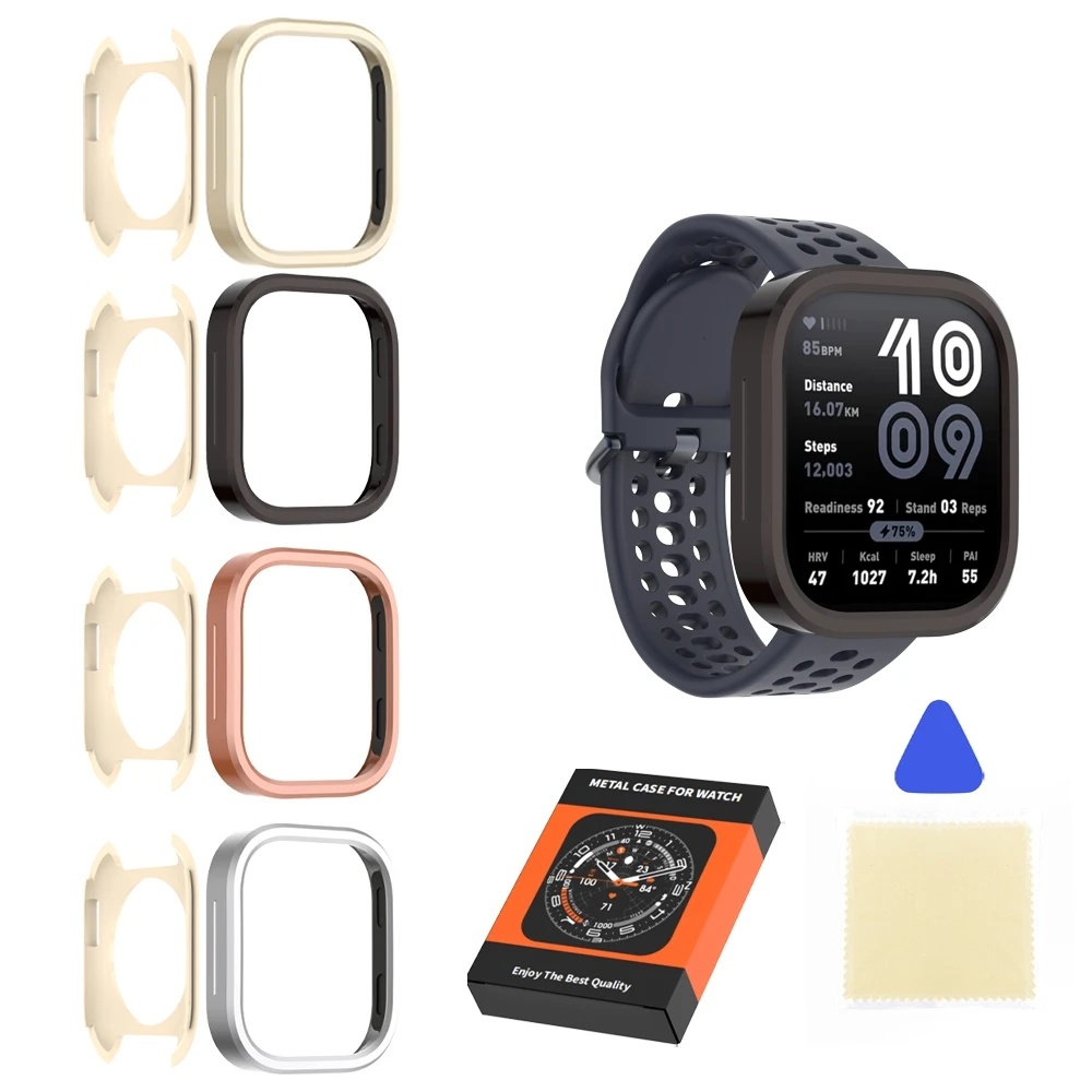 

For Amazfit Bip 6 Smartwatch Metal Case Bezel Case Solid Color Replacement Hard Case