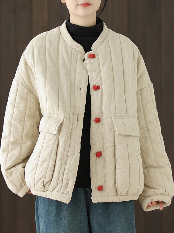 Retro Sle ort Thiened Cotton Jaet Ciepły płaszcz damski w stylu retro na jesień i zimę, nowość, płaszcz bawełniany z bawełnianą wkładką.