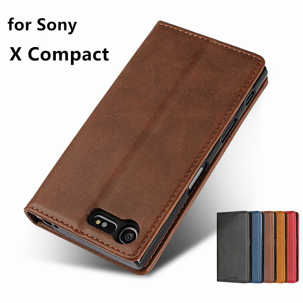 

Кожаный чехол для Sony Xperia X Compact F5321 флип-чехол держатель для карт кобура магнитный притягивающий чехол чехол-кошелек