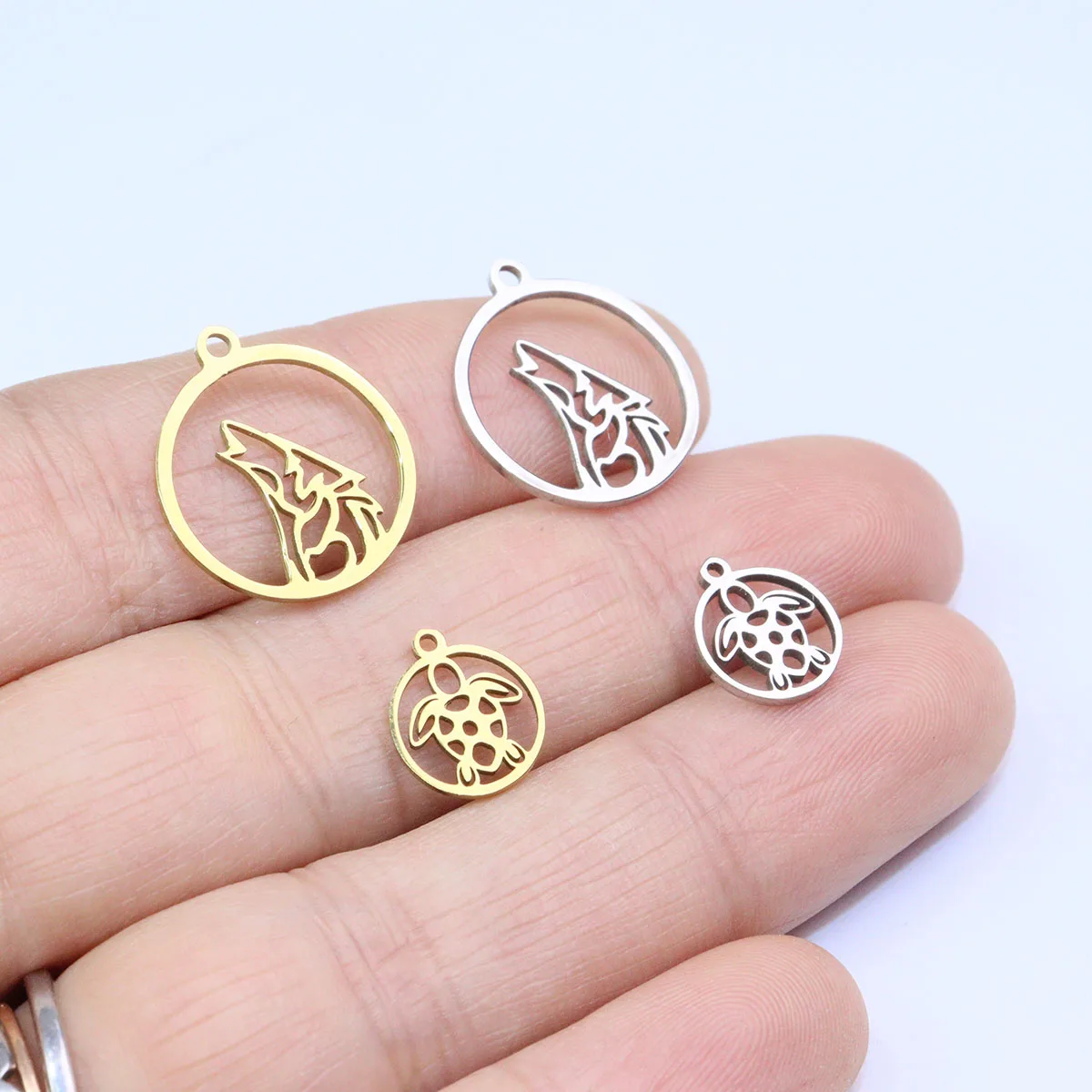 

10pcs Stainless Steel Animal Mirror Polished Girl's Charm Pendant DIY Necklace Earrings Bracelets Vacuum Plated Unfading
