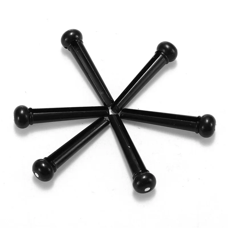 Set of Black/White 6 Pcs Guitar Bridge Pins + 1 Saddle Nut for Acoustic Folk Guitar Accessories