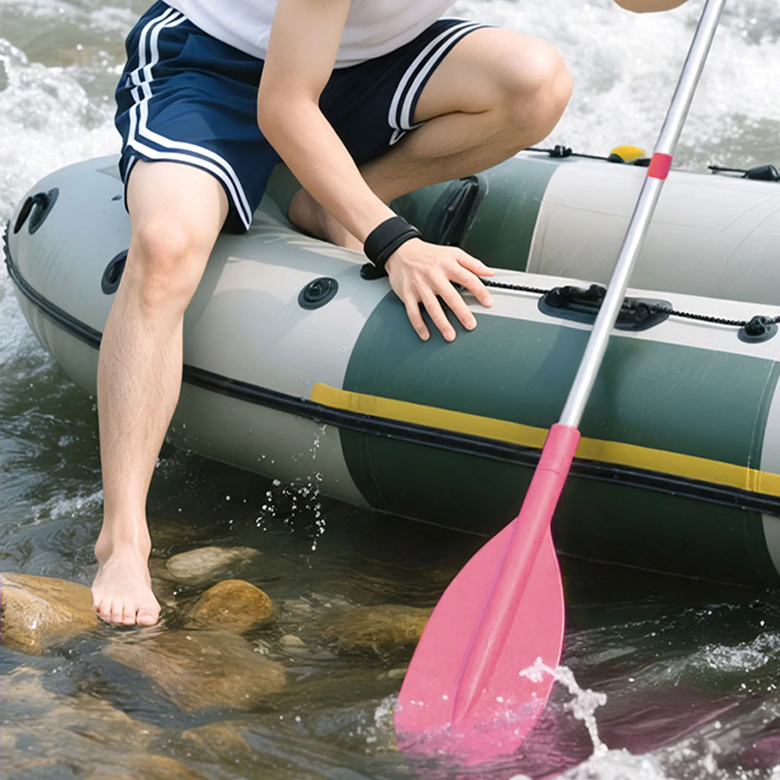 Telescoping Emergency Boat Paddle Aluminum Shaft Single-head Boat Oars 53.5-108.5cm Adjustable Length Rafting Canoe Kayak Paddle