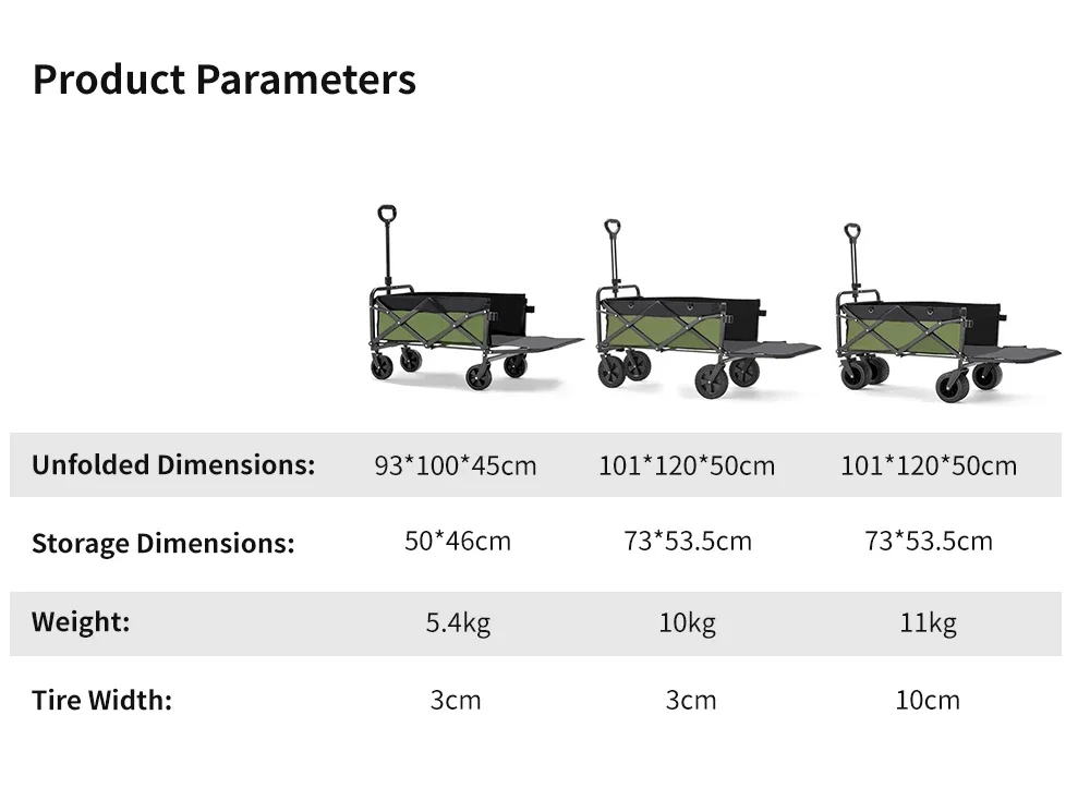 عربة قابلة للطي بعجلات بسعة كبيرة ، عربة متعددة الوظائف ، حديقة ، تخييم شاطئ خارجي ، عربة شواء محمولة #6