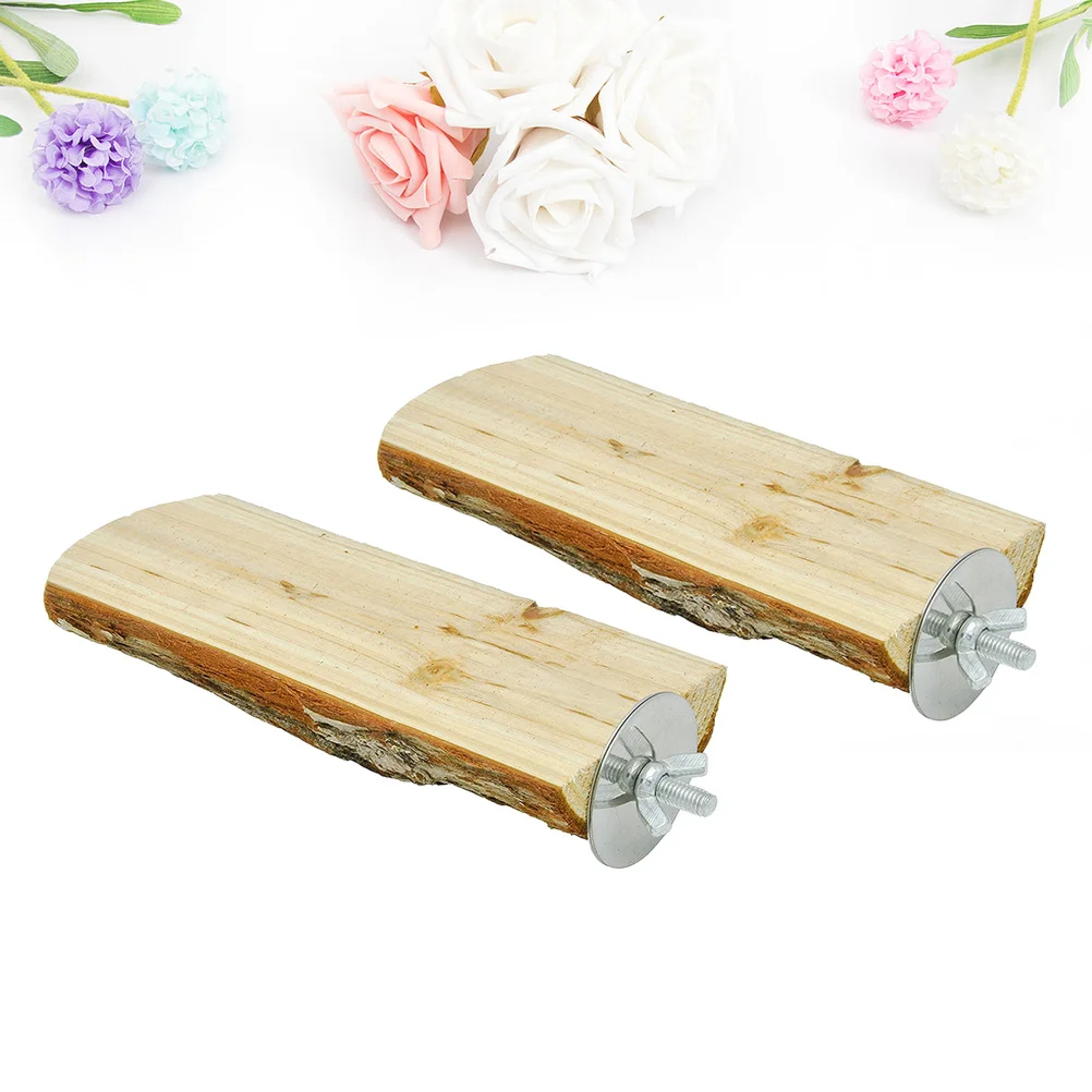 

2Pcs Wooden Small Pet Platform Parrot Hamster Springboard Cage Pedal Small Pet Springboard