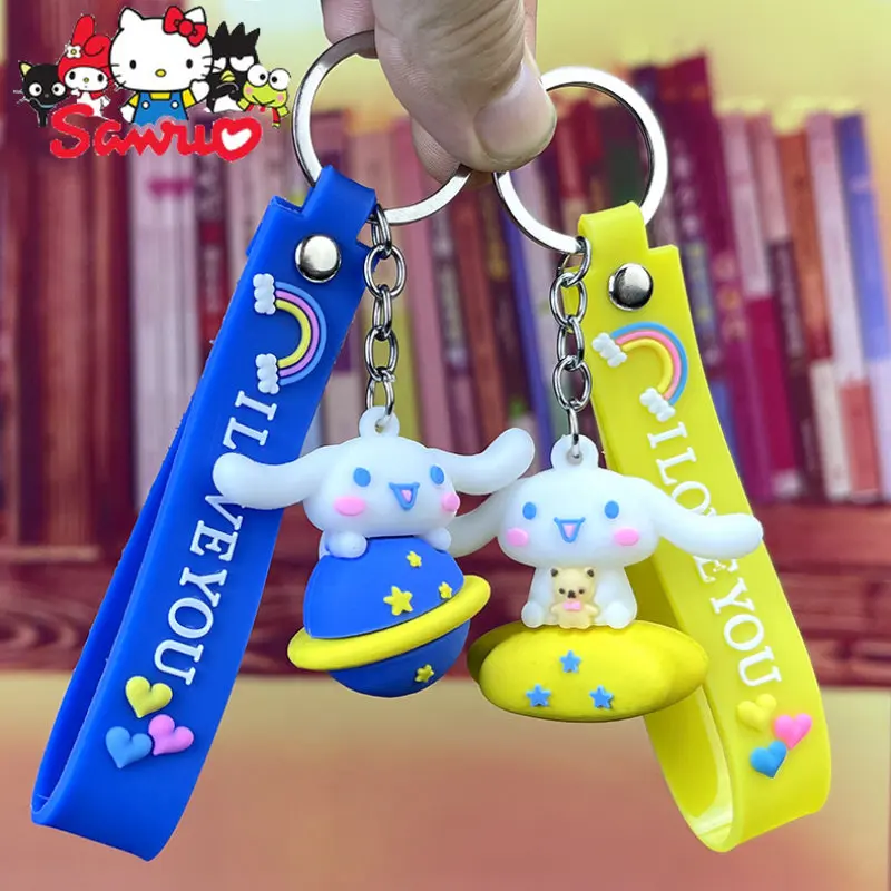 Cartoon MINISO Melody Kuromi Hello Kitty Cinnamoroll Cosmic Walk Keychain Creative Planet Ladies Car Key Chain Bag Pendant Gift