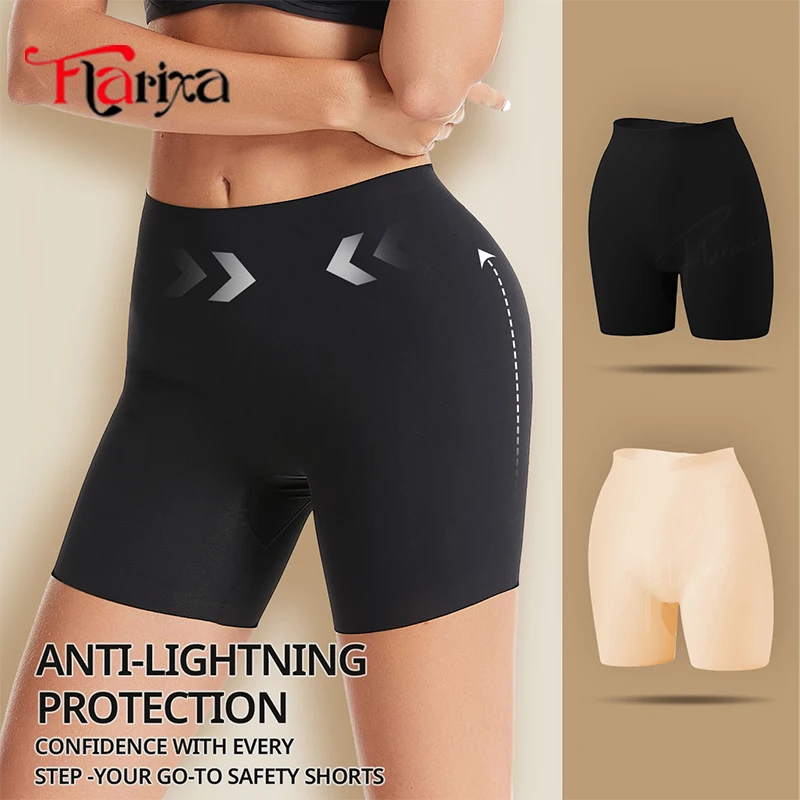 Flarixa High Waist Safety Shorts Panties Under Skirt Boxers for Women Anti Chafing Thighs Shorts Comfortable Yoga Leggings Pants