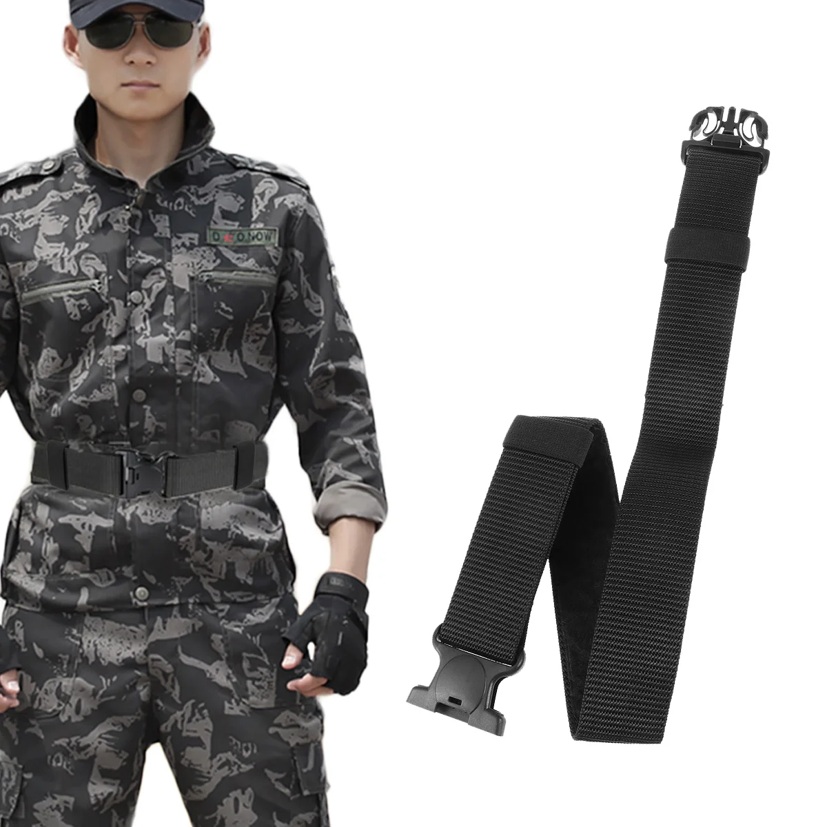 

Multifunctional Waist Belt 100X5.5X0.3Cm Adjustable Quick Release Buckle Outdoor Tactical Strap For Hiking Hunting Camping