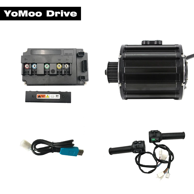 

QS120 2KW BLDC Mid-Drive Motor With EM-100 Sine Wave Controller and T08 Throttle For Electric Motorcycle ATV