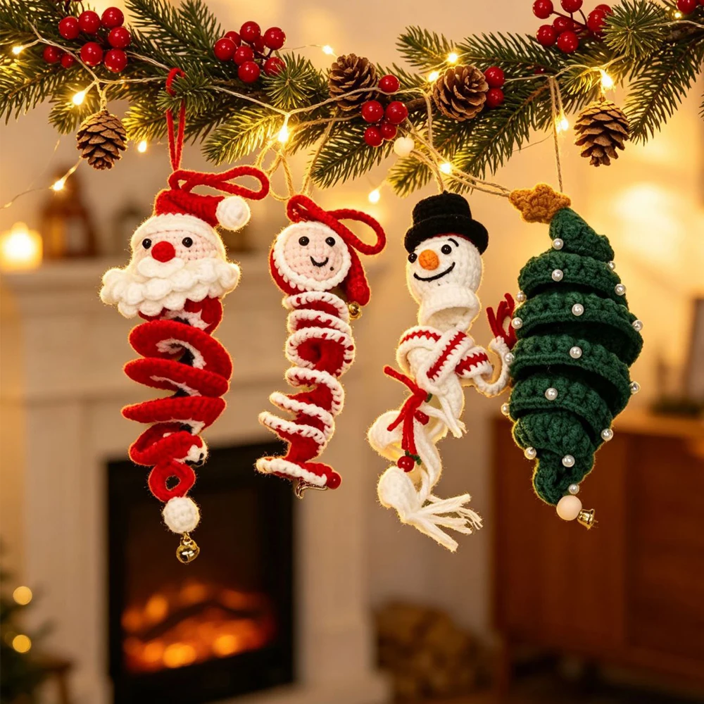 2026 Gehäkelter Weihnachtsanhänger Gestrickter Weihnachtsmann-Anhänger Niedliche Christbaumschmuck-Deko – Detail 2