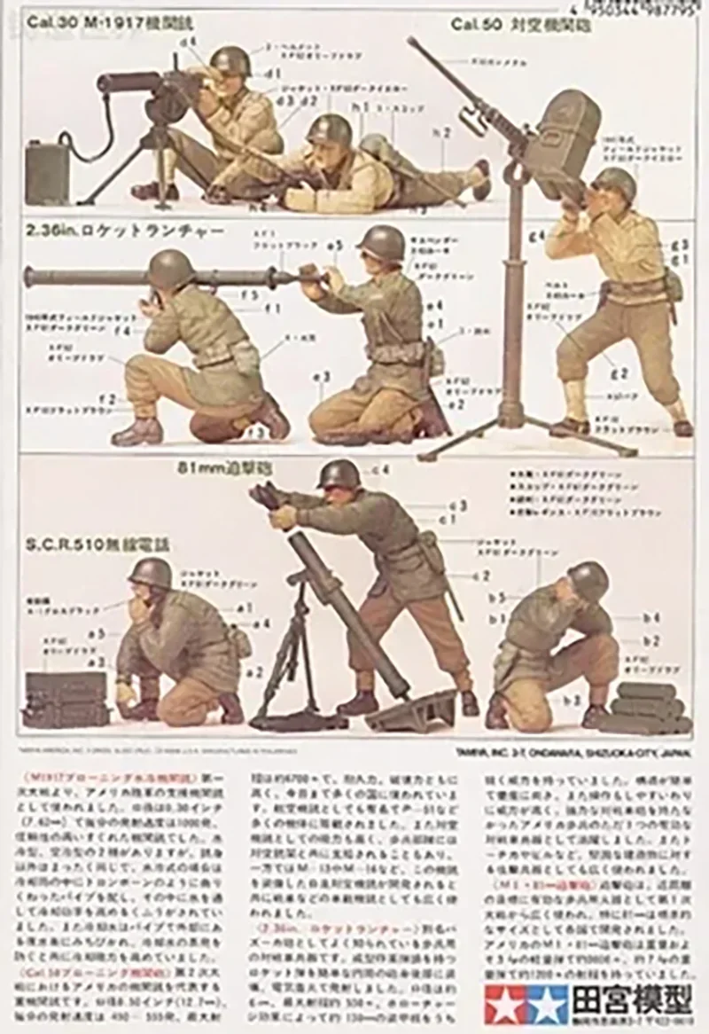 Tamiya 35086 1/35 EUA Conjunto de equipe de argamassa de arma, miniaturas militares, kits de construção de modelo, hobby, brinquedos estáticos para adultos, faça você mesmo