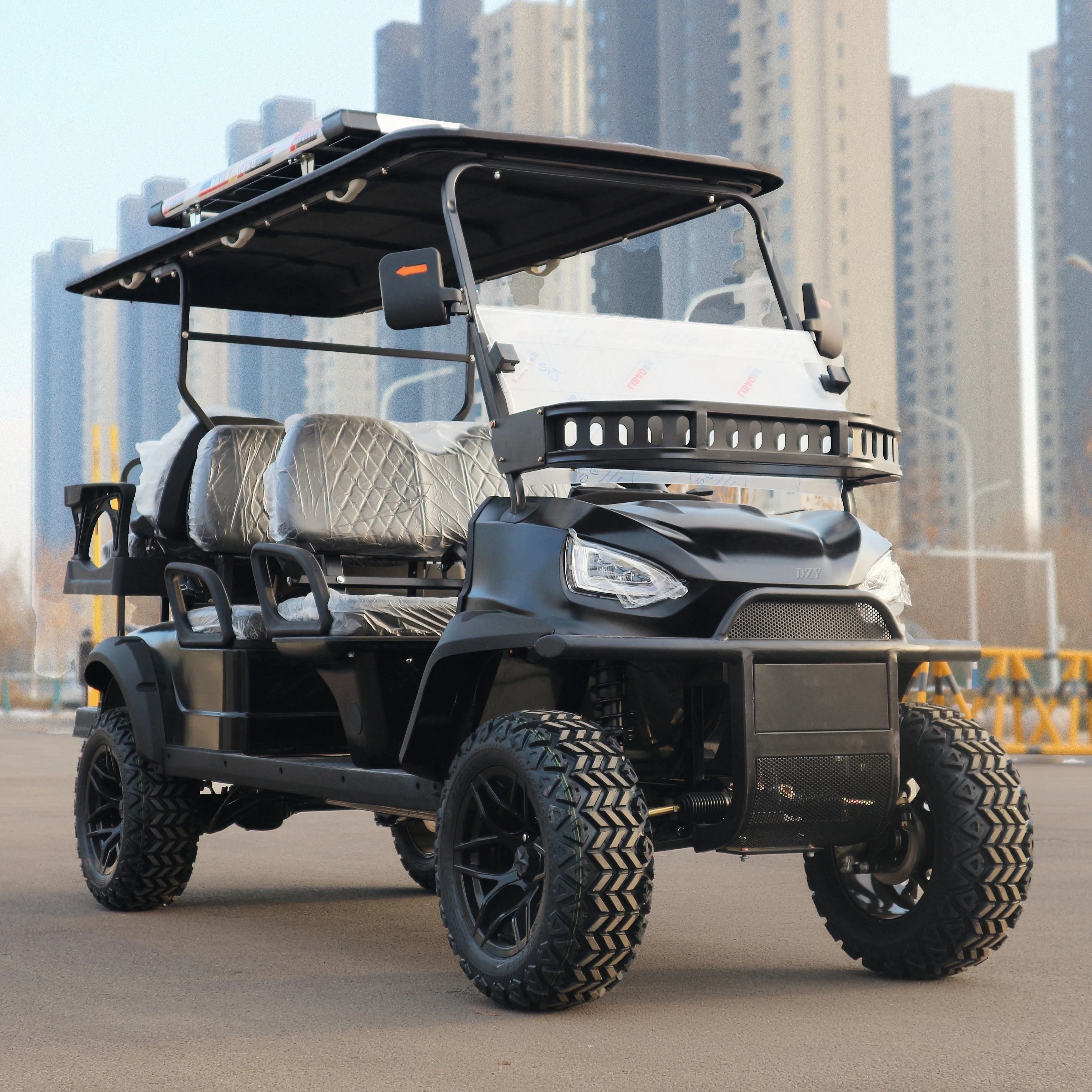 عربة جولف كهربائية مع لوحة طاقة شمسية 2-4-6 مقاعد نادي لمشاهدة معالم المدينة سيارة صيد 2025 أحدث أربع عجلات كهربائية مع L