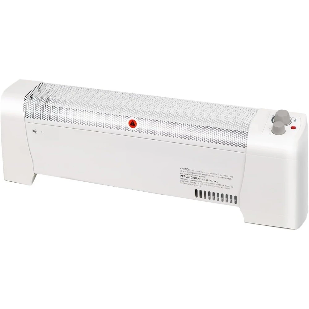

1500W Electric Baseboard Heater Adjustable Thermostat Overheat Protection Silent Indoor Convection Heater White