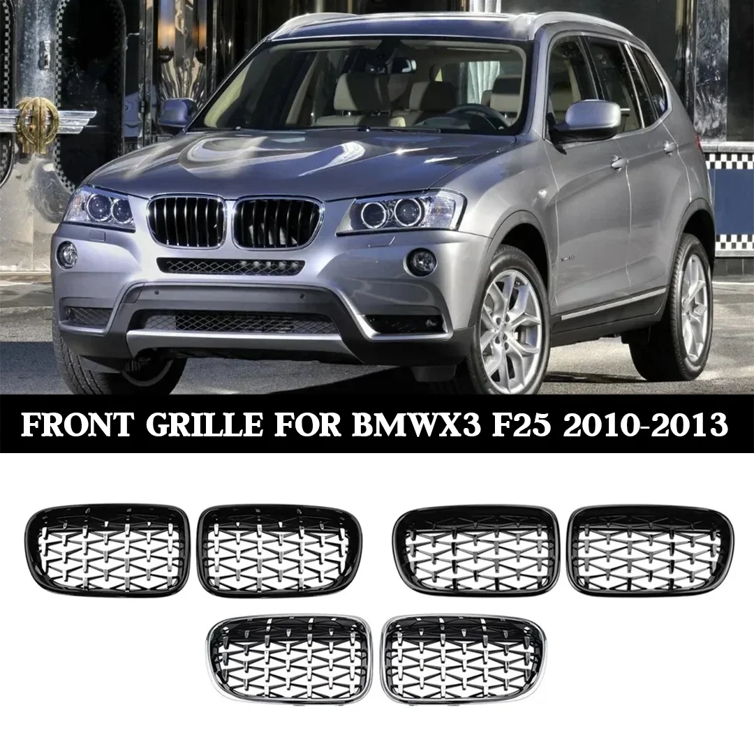 pour-bmw-x3-f25-2010-2013-grilles-de-rein-avant-en-diamant-chrome-argent-remplacement-de-calandre-de-course-de-style-simple-et-double-ligne