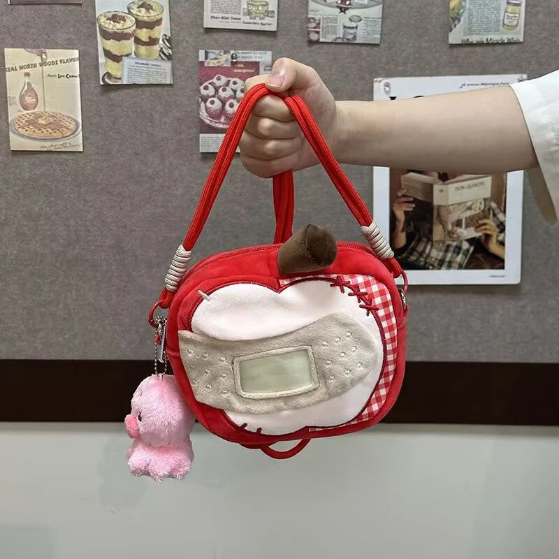 Apple Shape Handbag Large Capacity Shoulder Bag Cute Fruit Design Tote Trendy Casual Daily Work Shopping Travel Purse Streetwear