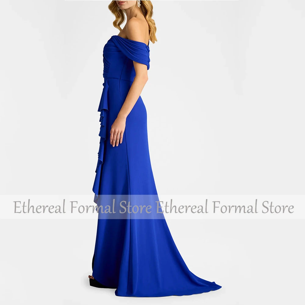 One-Shoulder-Abendkleid für Damen, Meerjungfrau, formelles Partykleid, Königsblau, bodenlang, Saudi-Kleid, ärmelloses Ballkleid