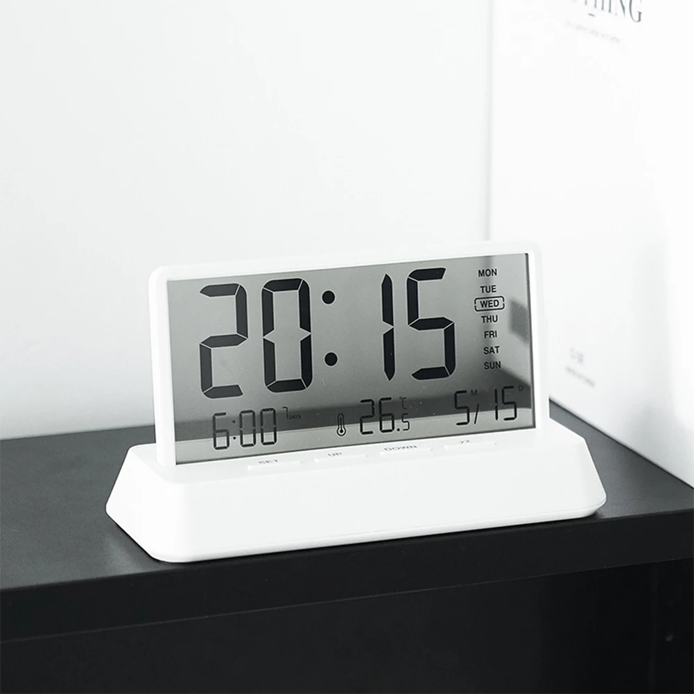 Digital Clock For Bedroom Home Digital Display Screen With Date Week Time Temperature Snooze Function 12/24H Modern Desk Clock