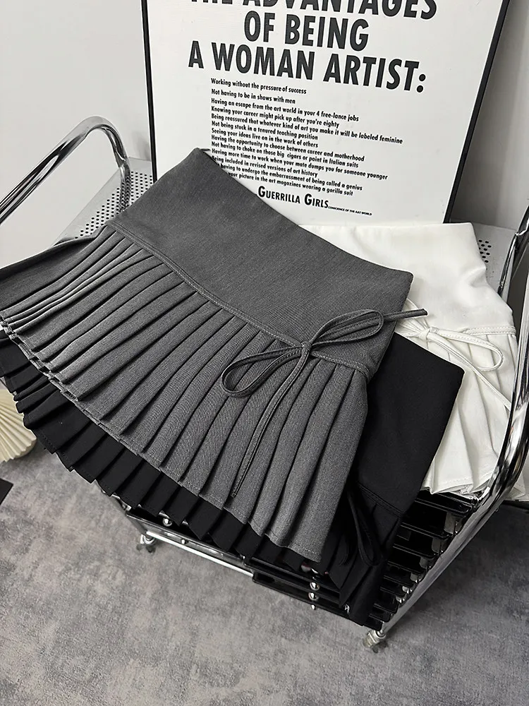 Women Grey Mini Skirt 2000s Vintage Korean Style A-line Pleated Skirt Harajuku Preppy Style Y2k Gyaru Skirts Clothes Summer 2026
