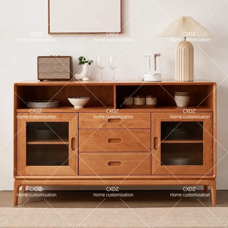 North American Solid Wood Dining Side Cabinet Japanese Style Wine Storage Household Locker Living Room Integrated Kitchen