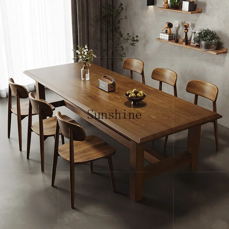 

American retro all-solid wood dining tables and chairs, simple and modern small-sized home restaurant negotiation table