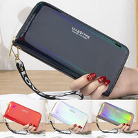 Fashion Laser Women Long Purse Large Capacity PU Leather Female Clutch Bag Durable Lady Wallets Zipper Purses
