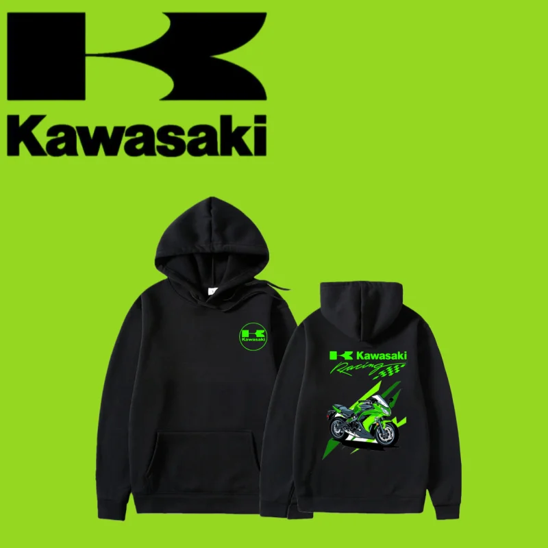 

Kawasaki Motorcycle Racing Outdoor Sports Enthusiast 2025 Autumn/Winter Printed 100% Pure Cotton Loose Casual Fashion Hoodie