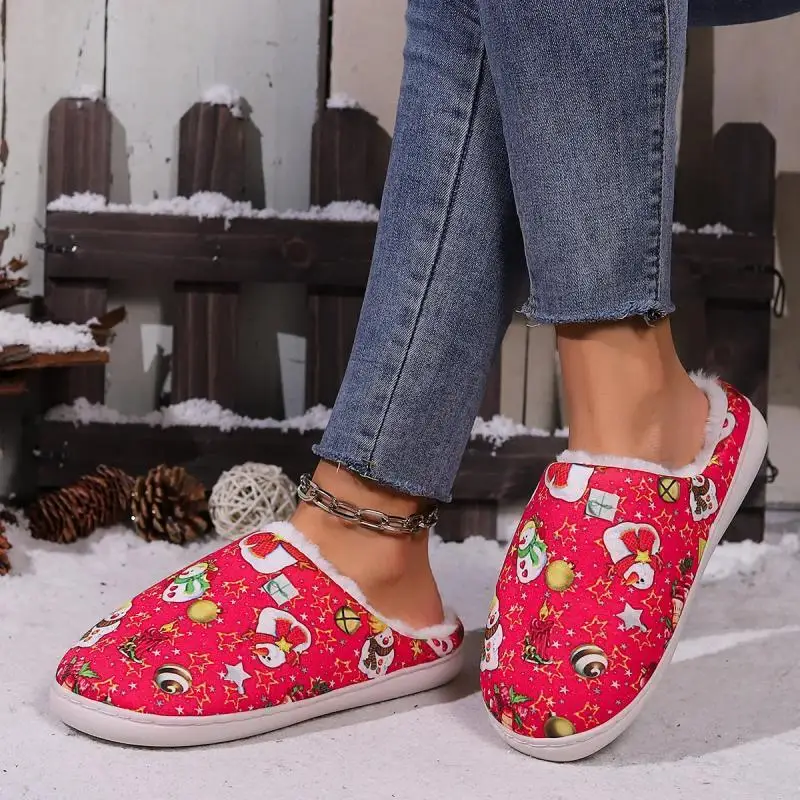 Christmas Casual Slippers Women Home Winter Fluffy Luxury Designer Shoes Ladies Fashion Indoor Plush Slides Elegant Footwear - Image 5