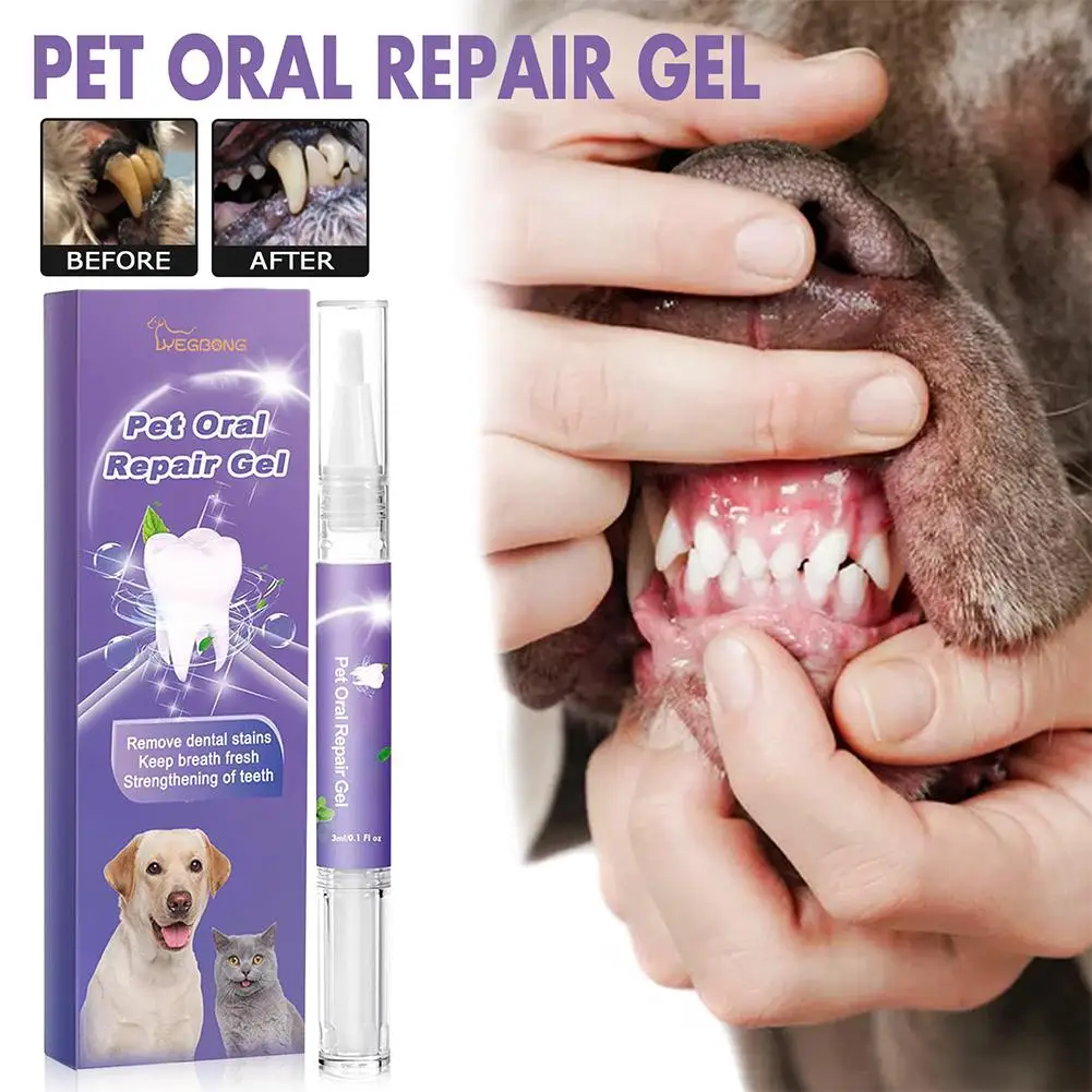 3PCS Pet Oral Repair Gel Natural Teeth Cleaning Tools Dog Grooming Toothbrush Cats Breath Freshener Dental Stain Cleaning Pen