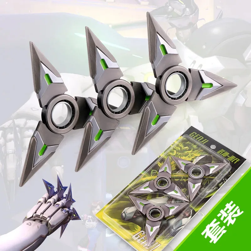 Juegos Overwatch de 13CM, dardos Genji, accesorios Cos, modelo hecho a mano, adorno de aleación giratorio, regalos para seguidores de Cosplay, accesorio de Cosplay para Halloween