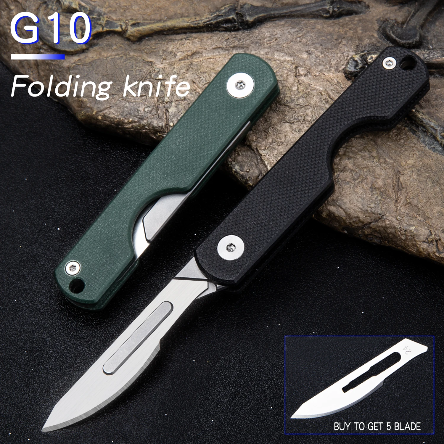 

New G10 Handle Folding Knife Scalpel Outdoor Multi-function Cutting Tool Replaceable Blades