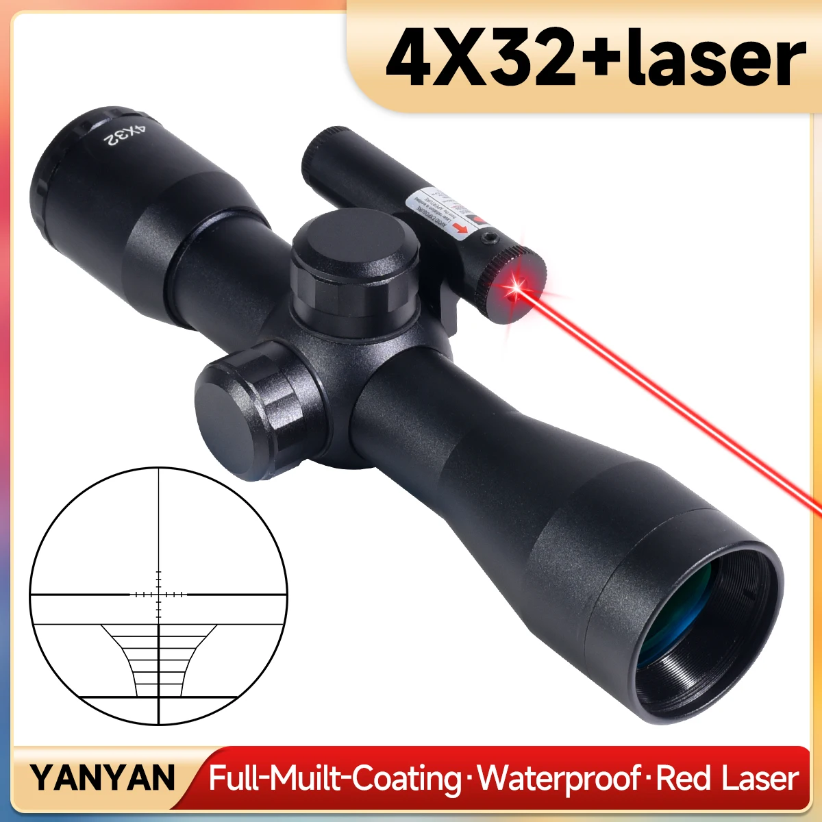 4x32 with Laser Hunting Optical Scope Adjustable Airsoft  Scope Crossbow Short Tactical Hunting Optical Scope for 11mm/20mm