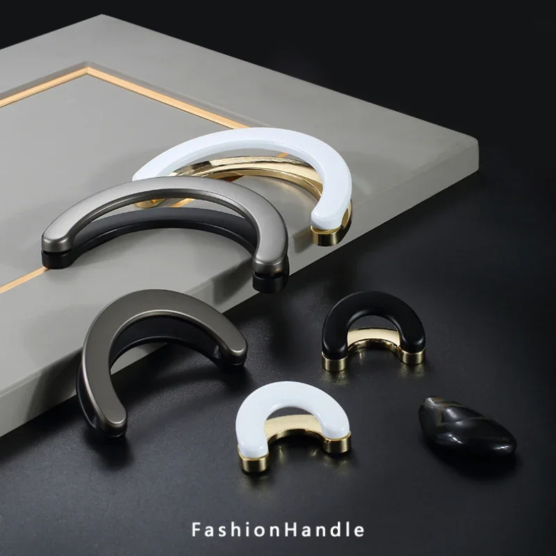 Simplicidade moderna Punhos do armário, porta Pull, cor dobro, meio redondo, botão da gaveta, liga do zinco, mobília, acessórios do hardware